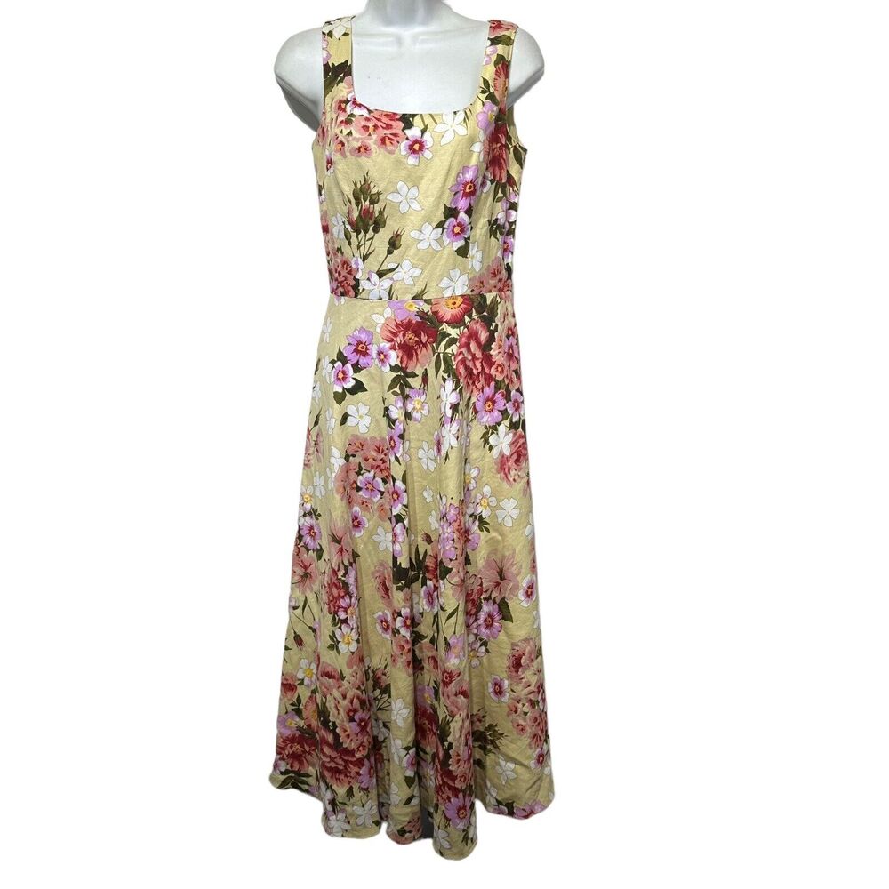 vintage adrianna papell linen hawaiian floral dress Size 4